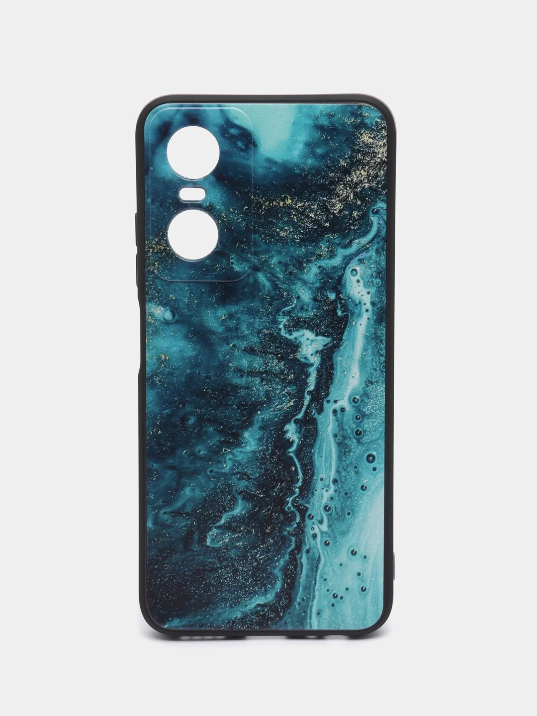 Тёмно-бирюзовый чехол для Tecno POP 6 Pro, с принтом, с рисунком (Техно Поп 6 Про)