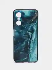 Тёмно-бирюзовый чехол для Tecno POP 6 Pro, с принтом, с рисунком (Техно Поп 6 Про)