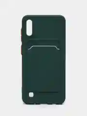 Зеленый силиконовый чехол Samsung Galaxy A10 Самсунг Галакси А10 с карманом для карт прозрачный