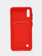 Красный силиконовый чехол Samsung Galaxy A10 Самсунг Галакси А10 с карманом для карт прозрачный