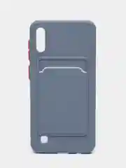 Синий меланж силиконовый чехол Samsung Galaxy A10 Самсунг Галакси А10 с карманом для карт прозрачный