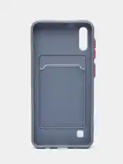 Синий меланж силиконовый чехол Samsung Galaxy A10 Самсунг Галакси А10 с карманом для карт прозрачный