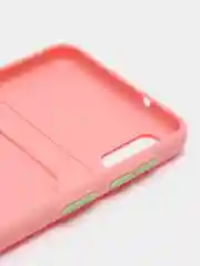 Розовый силиконовый чехол Samsung Galaxy A10 Самсунг Галакси А10 с карманом для карт прозрачный