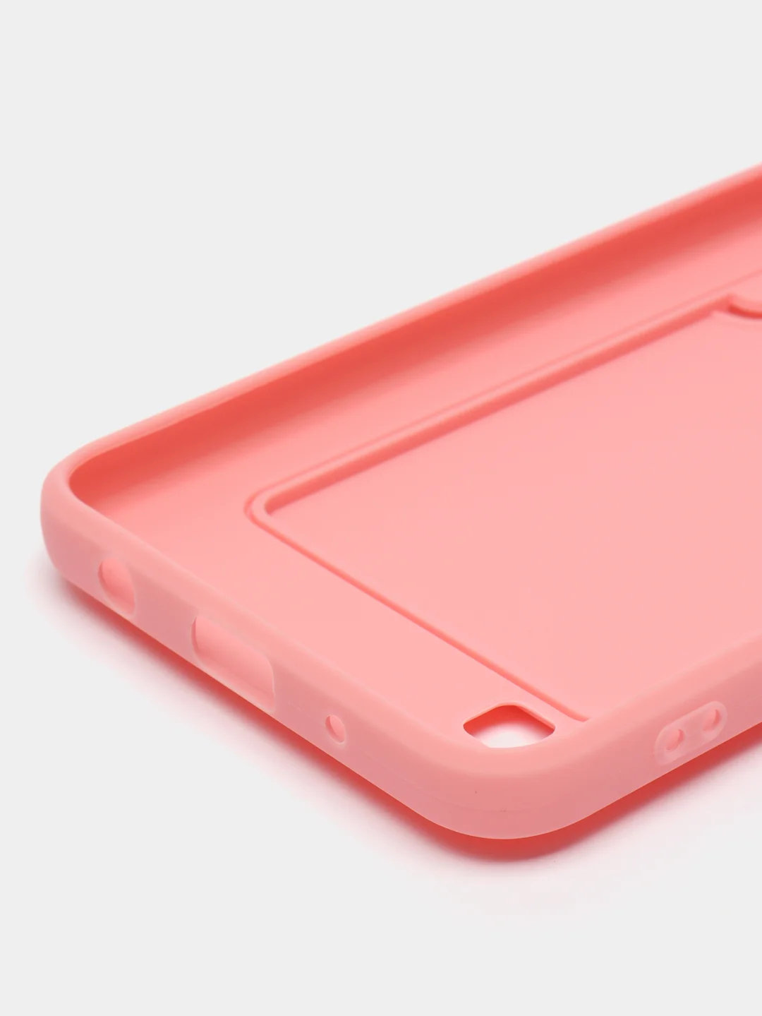 Розовый силиконовый чехол Samsung Galaxy A10 Самсунг Галакси А10 с карманом для карт прозрачный