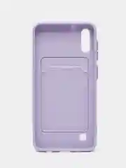 Сиреневый силиконовый чехол Samsung Galaxy A10 Самсунг Галакси А10 с карманом для карт прозрачный