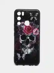 Тёмно-бордовый силиконовый чехол для Infinix HOT 12i, с принтом, с рисунком (Инфиникс Хот 12 ай)