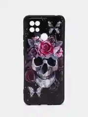 Тёмно-бордовый силиконовый чехол для Xiaomi Redmi 10C, Poco C40, (Сяоми Редми 10С / Поко С40), с рисунком, с принтом