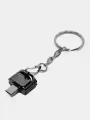 Хром картридер для телефона c карабином и кольцом, для карт памяти micro SD, до 2 TB