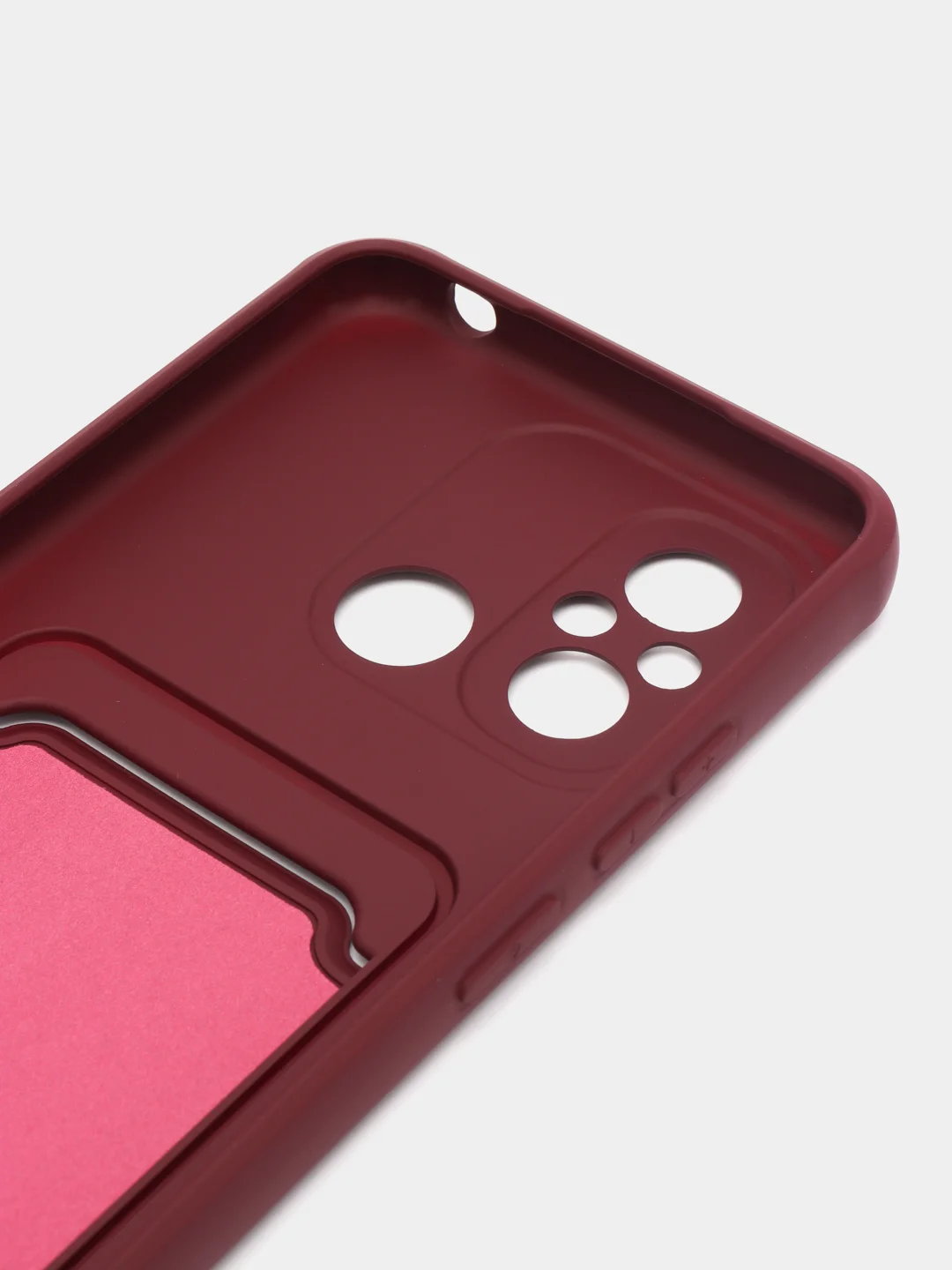 Бордовый чехол для Xiaomi Redmi 12C, Сяоми Редми 12С силиконовый, с карманом для карты