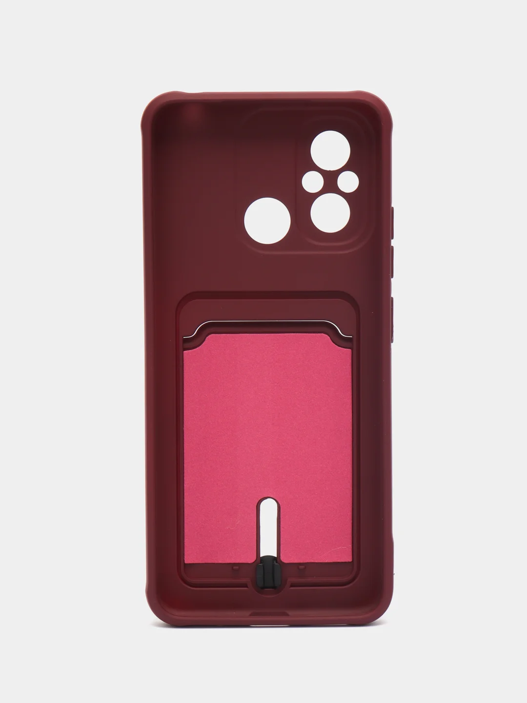 Бордовый чехол для Xiaomi Redmi 12C, Сяоми Редми 12С силиконовый, с карманом для карты