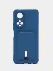 Синий чехол для Huawei Honor X7 (Хуавей Хонор Х7) силиконовый, с карманом для карты