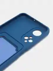 Синий чехол для Huawei Honor X7 (Хуавей Хонор Х7) силиконовый, с карманом для карты