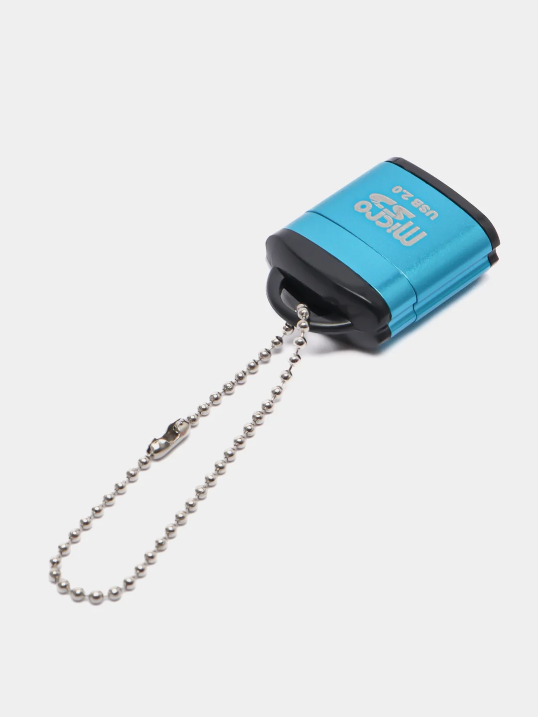 Синий картридер для карт памяти micro SD, до 512 GB с цепочкой