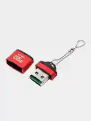 Красный картридер для карт памяти micro SD, до 512 GB с цепочкой