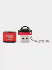 Красный картридер для карт памяти micro SD, до 512 GB с цепочкой