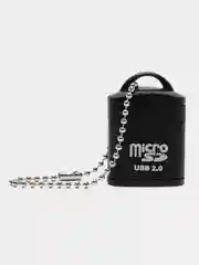 Черный картридер для карт памяти micro SD, до 512 GB с цепочкой