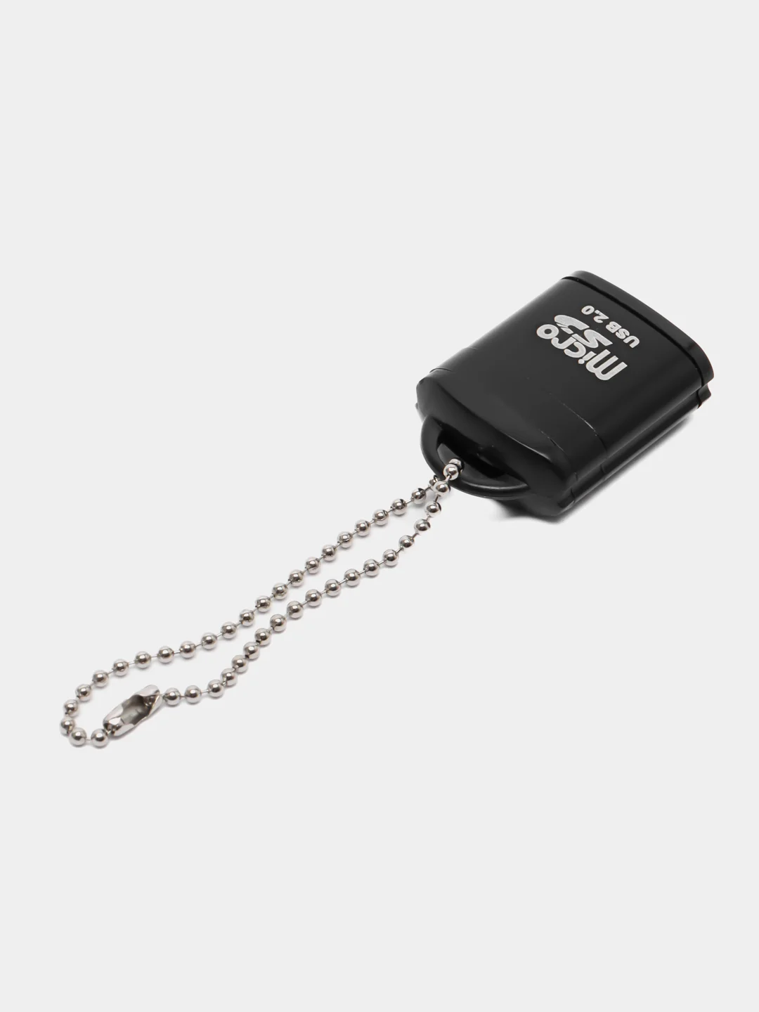 Черный картридер для карт памяти micro SD, до 512 GB с цепочкой