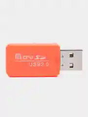 Оранжевый картридер для карт памяти формата micro SD до 512 Gb
