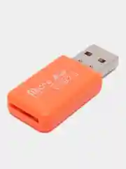 Оранжевый картридер для карт памяти формата micro SD до 512 Gb