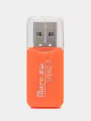 Оранжевый картридер для карт памяти формата micro SD до 512 Gb