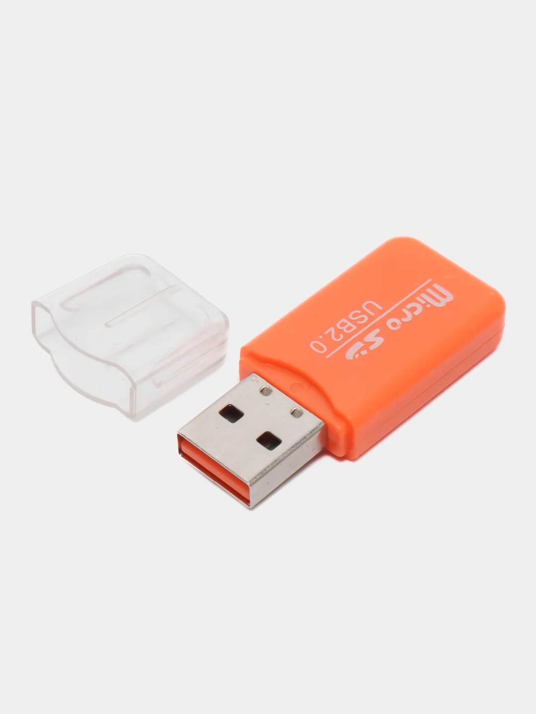 Оранжевый картридер для карт памяти формата micro SD до 512 Gb