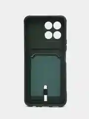 Тёмно-зелёный чехол Honor X6, Honor X8 5G (Хонор Х6, Х8 5Г), силиконовый, с карманом для карты