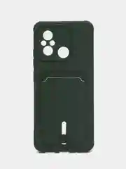 Зеленый чехол для Xiaomi Redmi 12C, Сяоми Редми 12С силиконовый, с карманом для карты