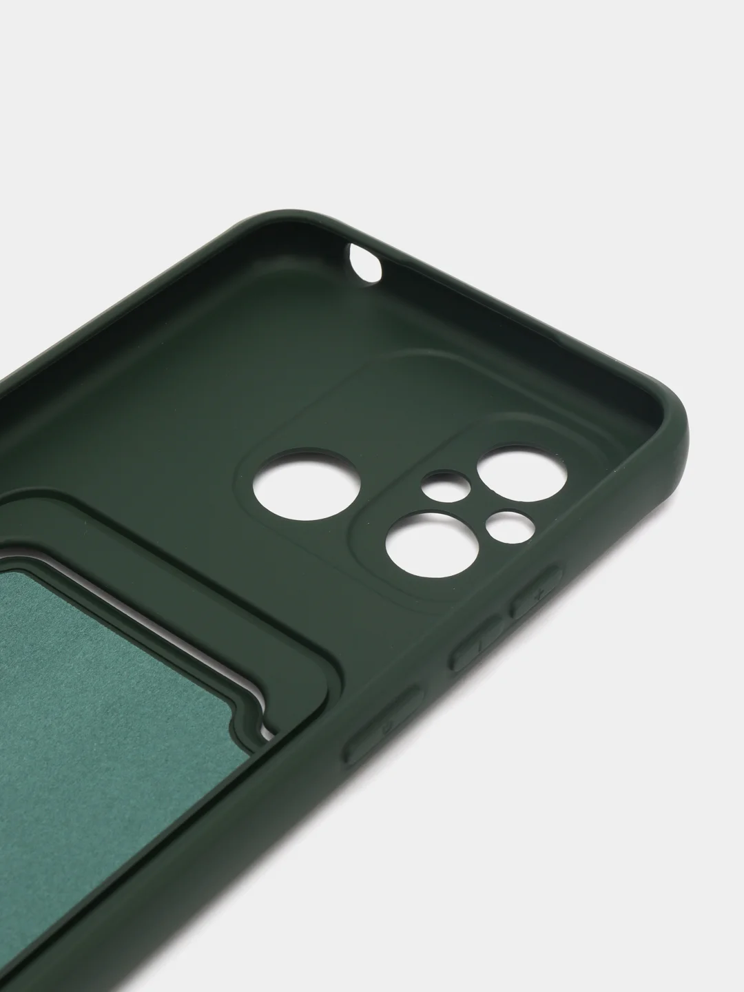 Зеленый чехол для Xiaomi Redmi 12C, Сяоми Редми 12С силиконовый, с карманом для карты