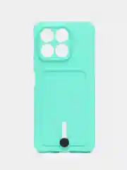 Бирюзовый чехол для Huawei Honor X8a, Хуавей Хонор Х8а силиконовый, с карманом для карты