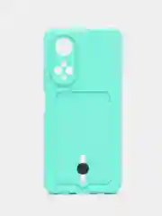 Бирюзовый чехол для Huawei Honor X7 (Хуавей Хонор Х7) силиконовый, с карманом для карты