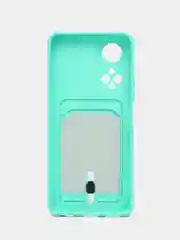 Бирюзовый чехол для Huawei Honor X7 (Хуавей Хонор Х7) силиконовый, с карманом для карты