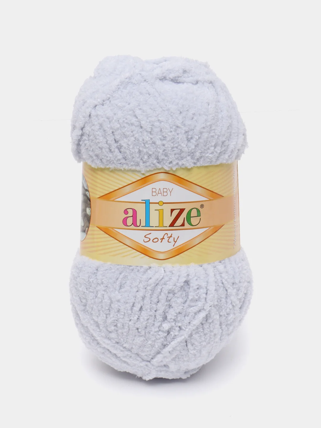 Серый металлик пряжа плюшевая Alize Softy, микрополиэстер, 50 г, 115 м