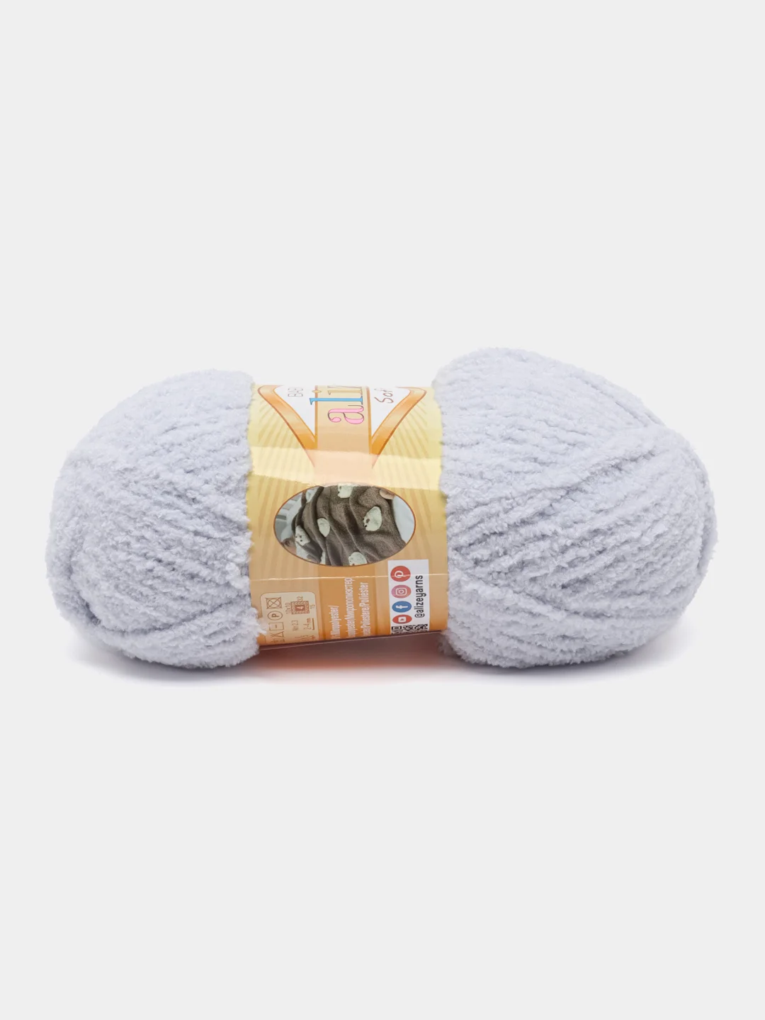 Серый металлик пряжа плюшевая Alize Softy, микрополиэстер, 50 г, 115 м