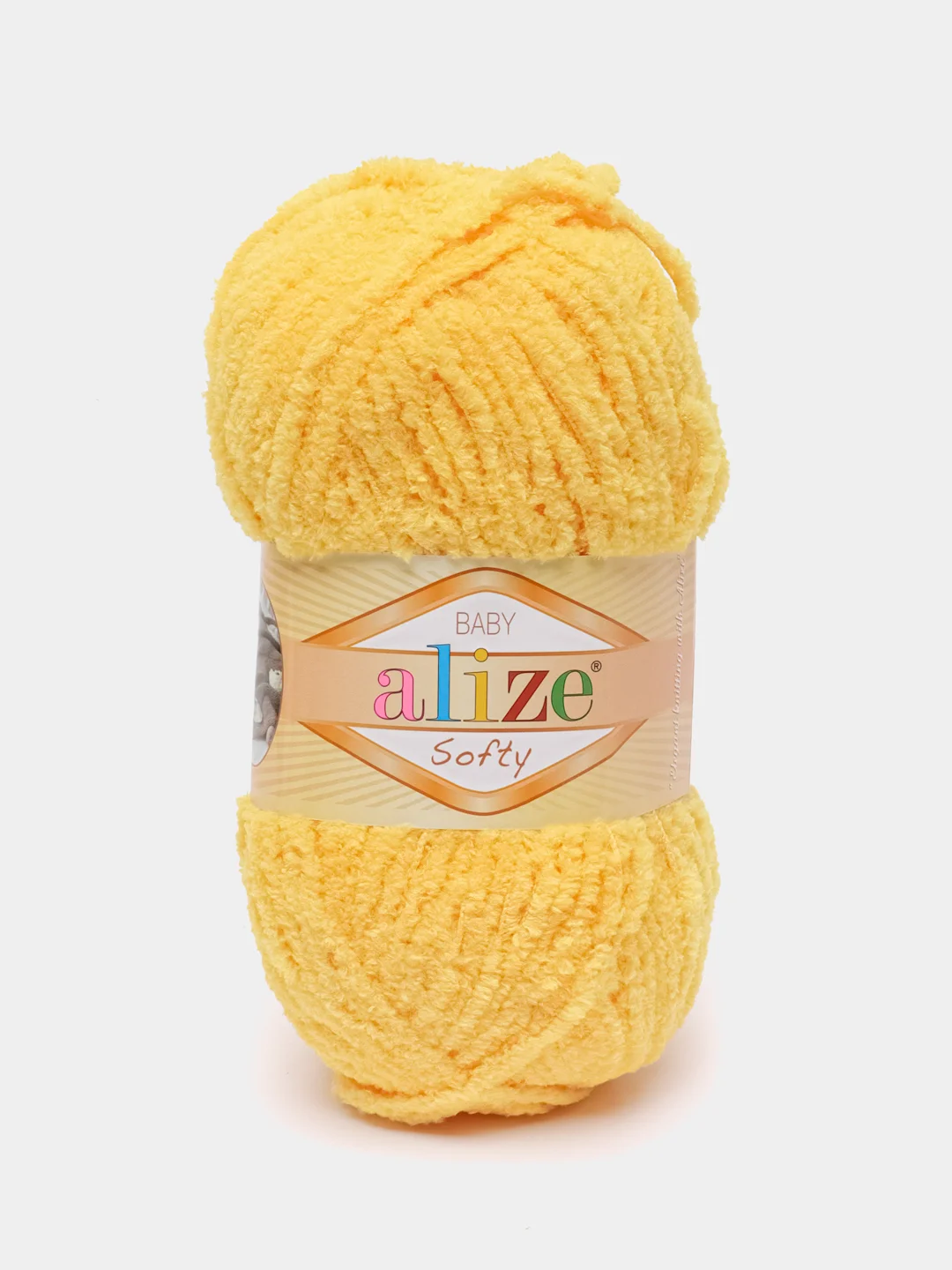 Желтый пряжа плюшевая Alize Softy, микрополиэстер, 50 г, 115 м