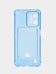 Синий чехол противоударный для Realme C31 / Реалми С31 прозрачный, с карманом для карты