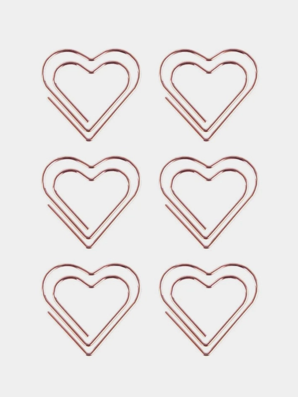 Скрепки фигурные 27мм, Meshu "Hearts", 6 шт.