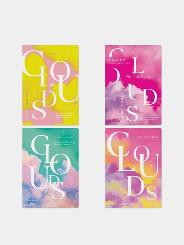 Тетрадь 48л., А5, клетка MESHU "Clouds", 4 шт, матовая ламинация, тиснение фольгой, ЕВРО