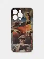 Бежевый чехол на iPhone 14, 14 Pro, 14 Plus, 14 Pro Max, с рисунком и защитой камеры