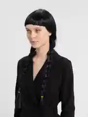 Черный парик с двумя косичками из сериала Wednesday (Венсдэй)