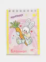 Лавандовый блокнот А7 "Мультяшки", в клетку, 40 листов