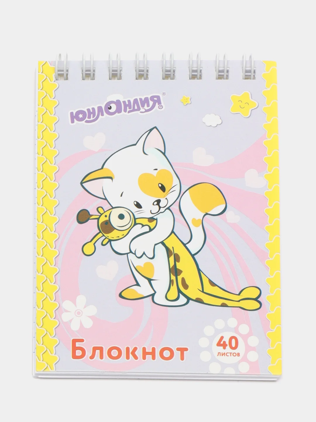 Сиреневый блокнот А7 "Мультяшки", в клетку, 40 листов