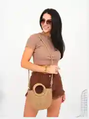 Сумка соломенная, плетеная, пляжная