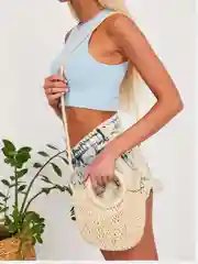 Сумка соломенная, плетеная, пляжная
