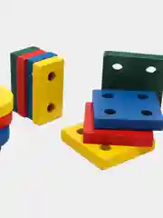 Разноцветный развивающая логическая игра "Фигуры", деревянная