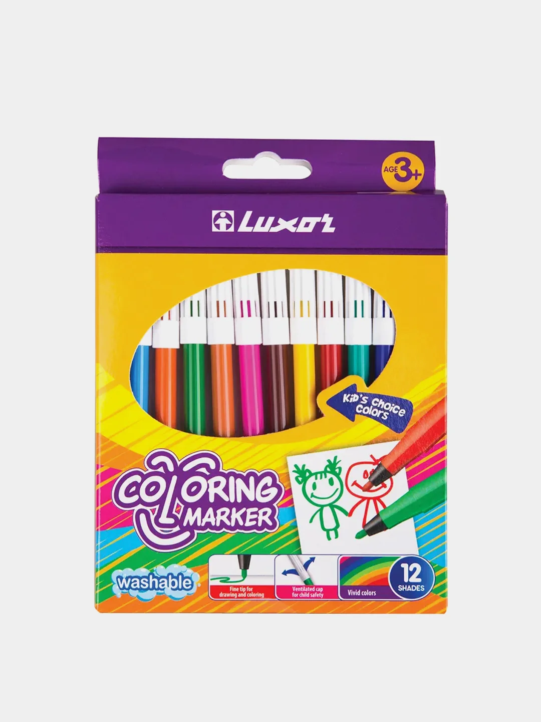 Фломастеры Luxor "Coloring", смываемые