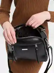 Черный сумка женская через плечо, искусственная кожа