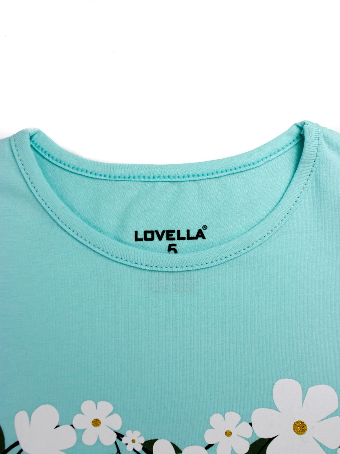Голубой комплект детский трикотажный для девочки футболка+бриджи LOVELLA 23018