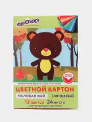 Картон цветной формата А4 для творчества и оформления МЕЛОВАННЫЙ EXTRA 12 цветов, 113551