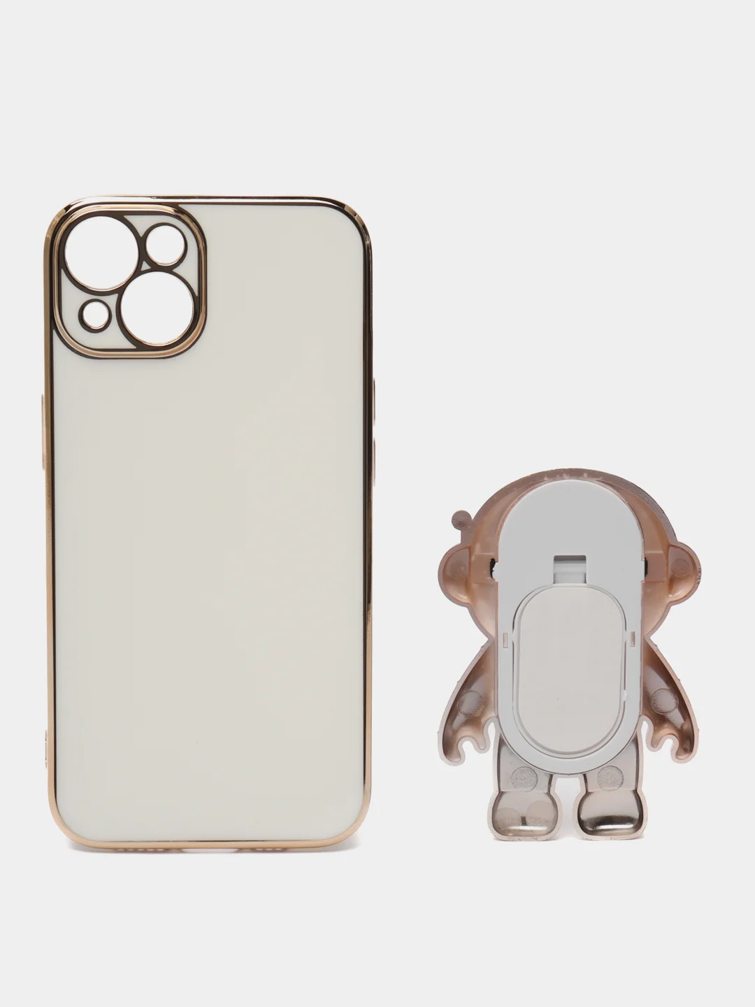 Белый чехол на Айфон с космонавтом, держателем-подставкой, IPhone XR, 11, 12, 13, 14 Pro Max