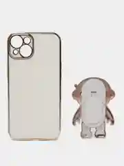 Белый чехол на Айфон с космонавтом, держателем-подставкой, IPhone XR, 11, 12, 13, 14 Pro Max